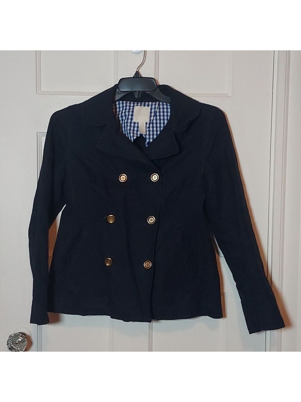 J Crew Metallic Denim Double Breasted Peacoat Size 6
